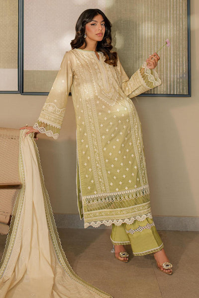 Embroidered Chikankari Yellow Stitched Suit - Zellbury