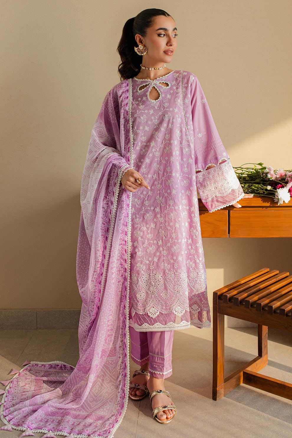 Embroidered Chikankari Pink Stitched Suit - Zellbury