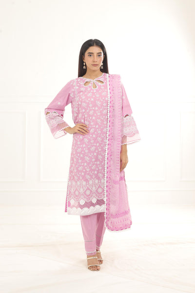 Embroidered Chikankari Pink Stitched Suit - Zellbury