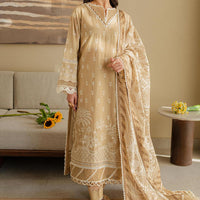 Embroidered Chikankari Beige Stitched Suit - Zellbury