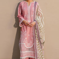 Embroidered Chikankari Light Pink Stitched Suit - Zellbury