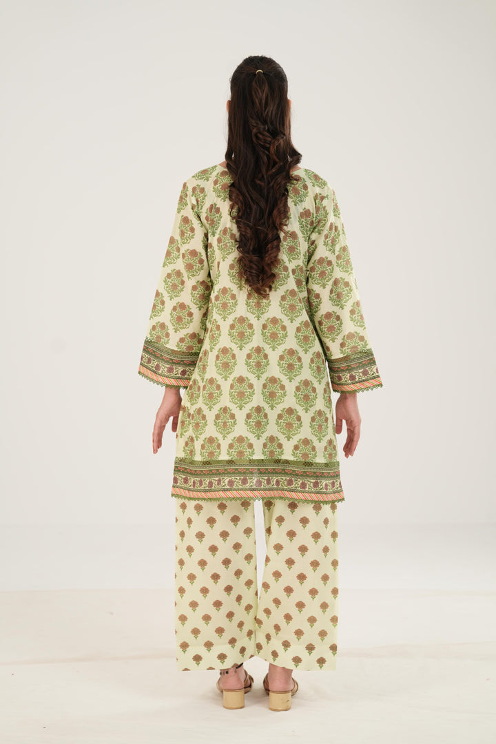 Lawn Off White Stitched Suit - Zellbury