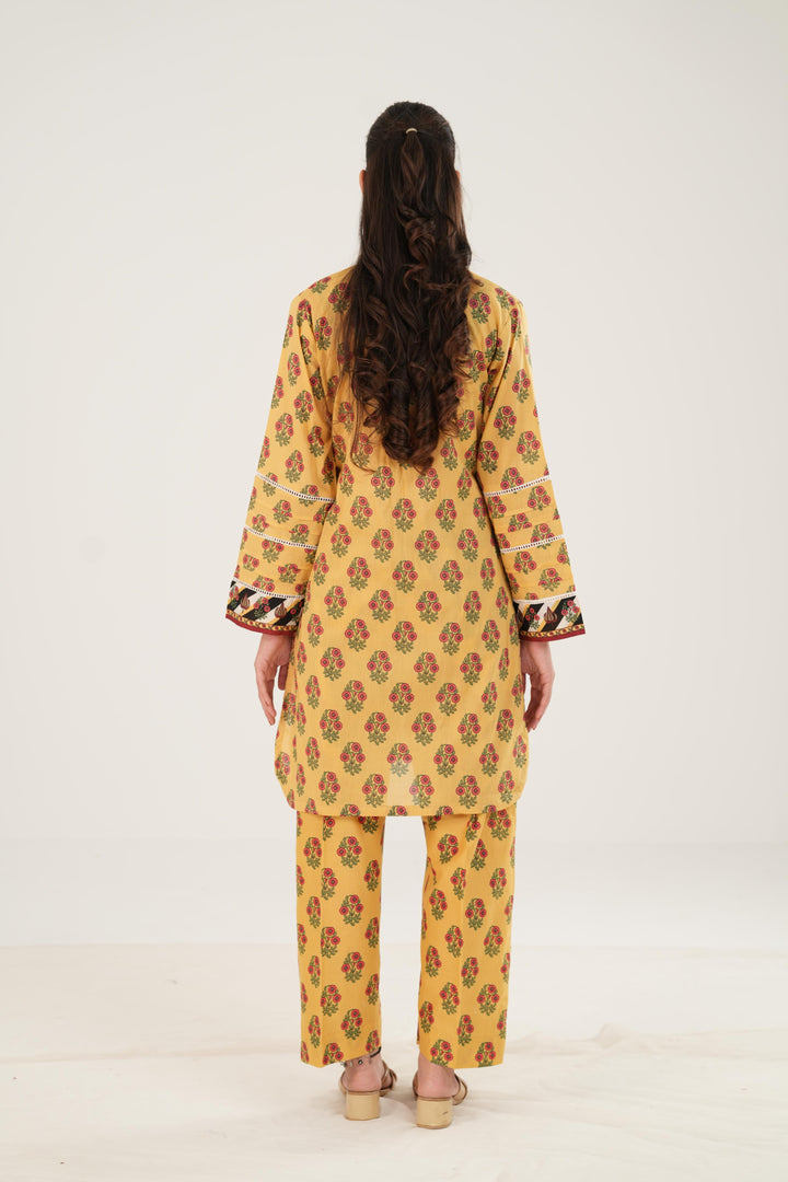 Lawn Yellow Stitched Suit - Zellbury