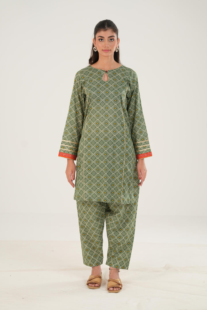 Lawn Green Stitched Suit - Zellbury