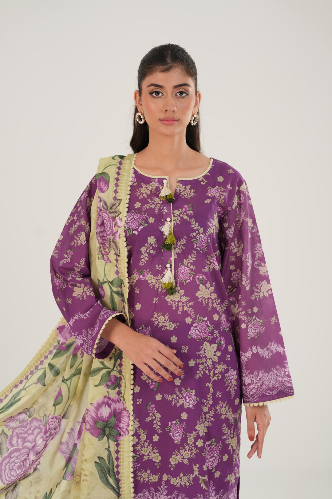 Lawn Purple Stitched Suit - Zellbury