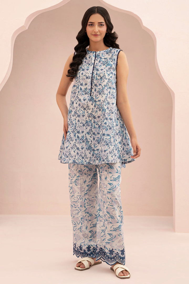 Lawn White Stitched Suit - Zellbury