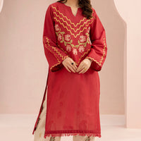 Lawn Red Stitched Suit - Zellbury