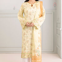 Lawn Light Yellow Stitched Suit - Zellbury