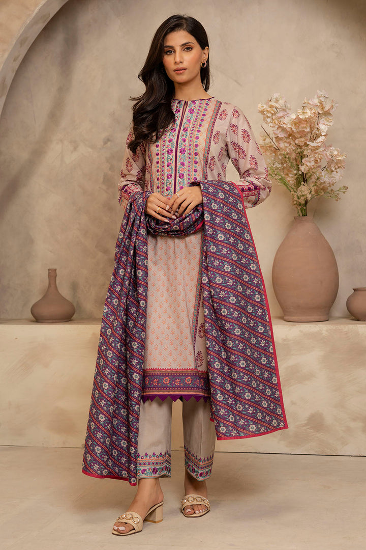 Lawn Plum Stitched Suit - Zellbury