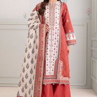 Lawn Rust Stitched Suit - Zellbury