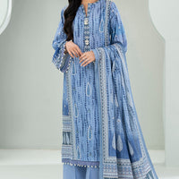 Lawn Blue Stitched Suit - Zellbury