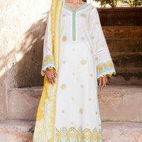 Embroidered Lawn Mustard Stitched Suit - Zellbury