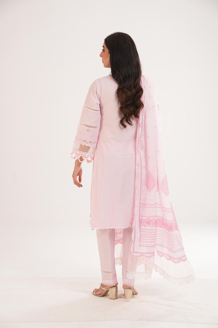 Embroidered Lawn Light Pink Stitched Suit - Zellbury