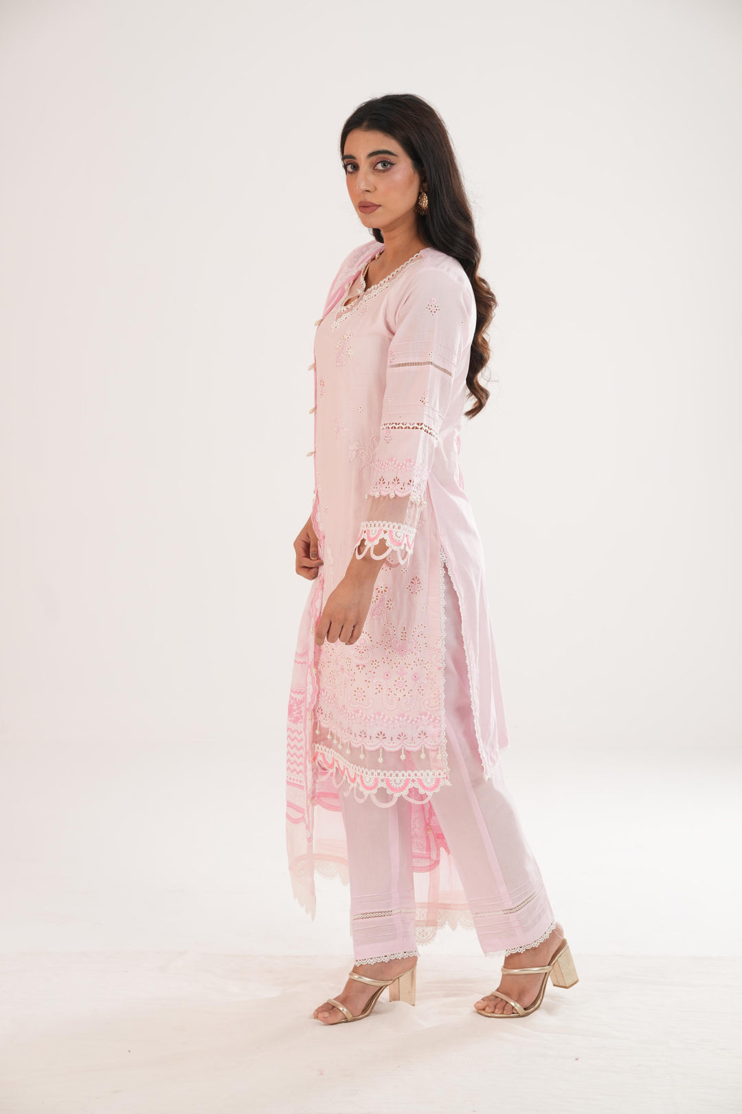 Embroidered Lawn Light Pink Stitched Suit - Zellbury