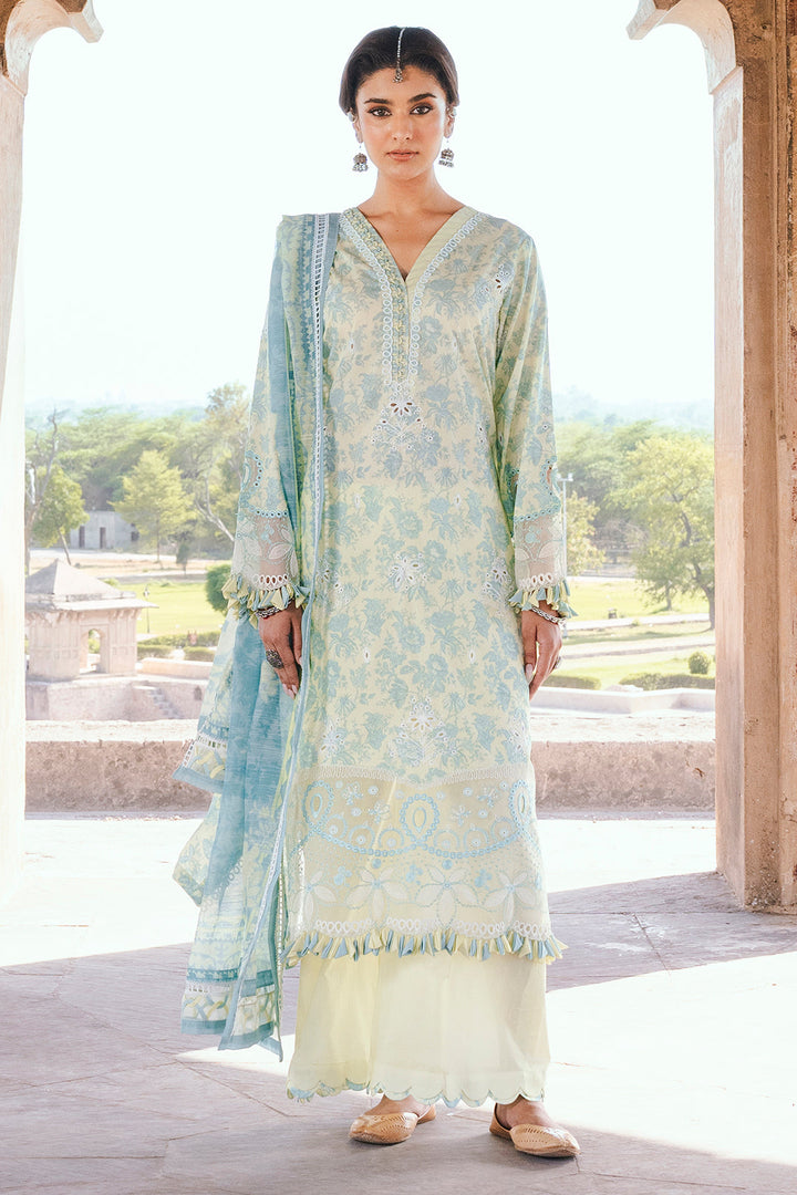 Embroidered Lawn Lemon Stitched Suit - Zellbury