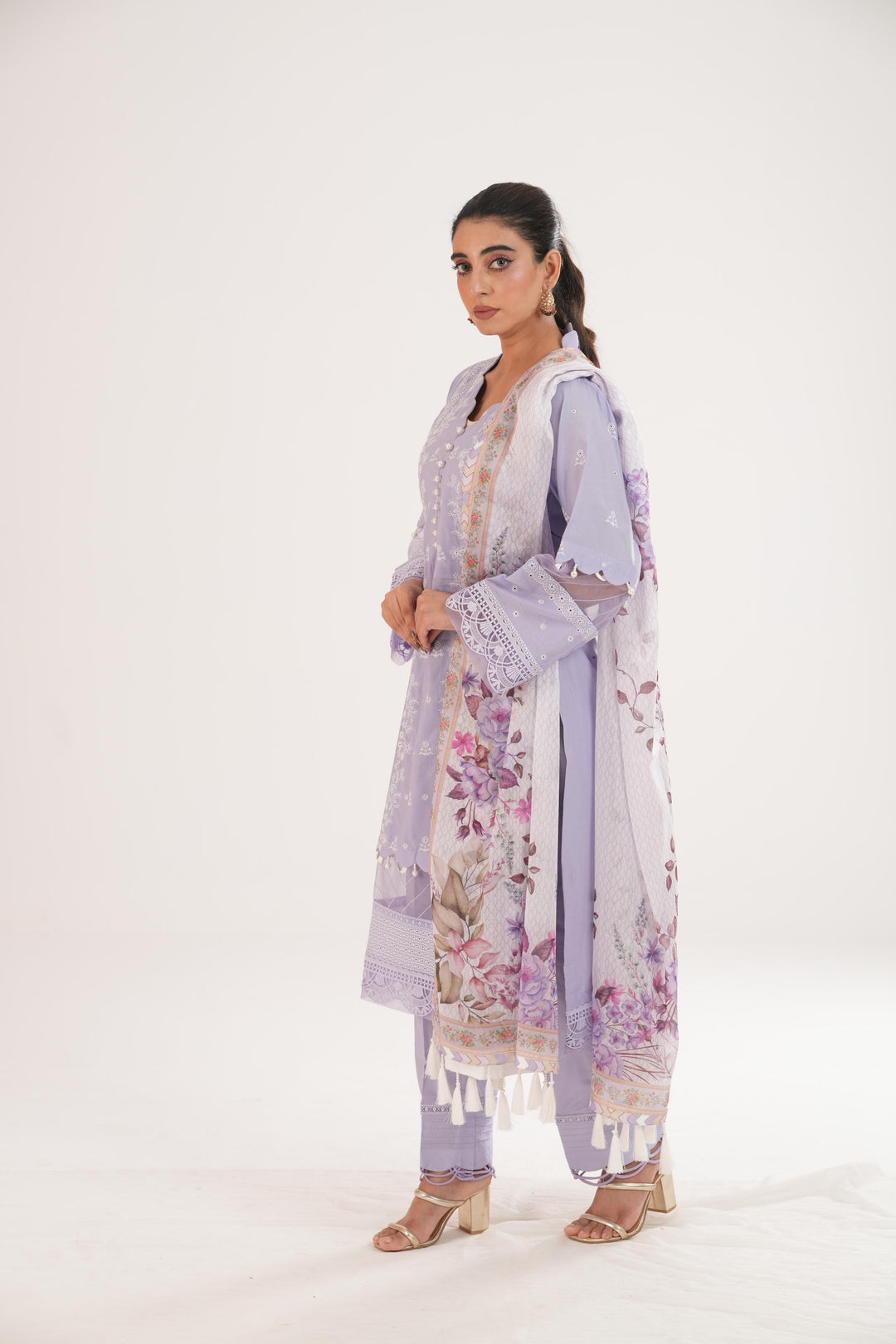 Embroidered Lawn Lilac Stitched Suit - Zellbury
