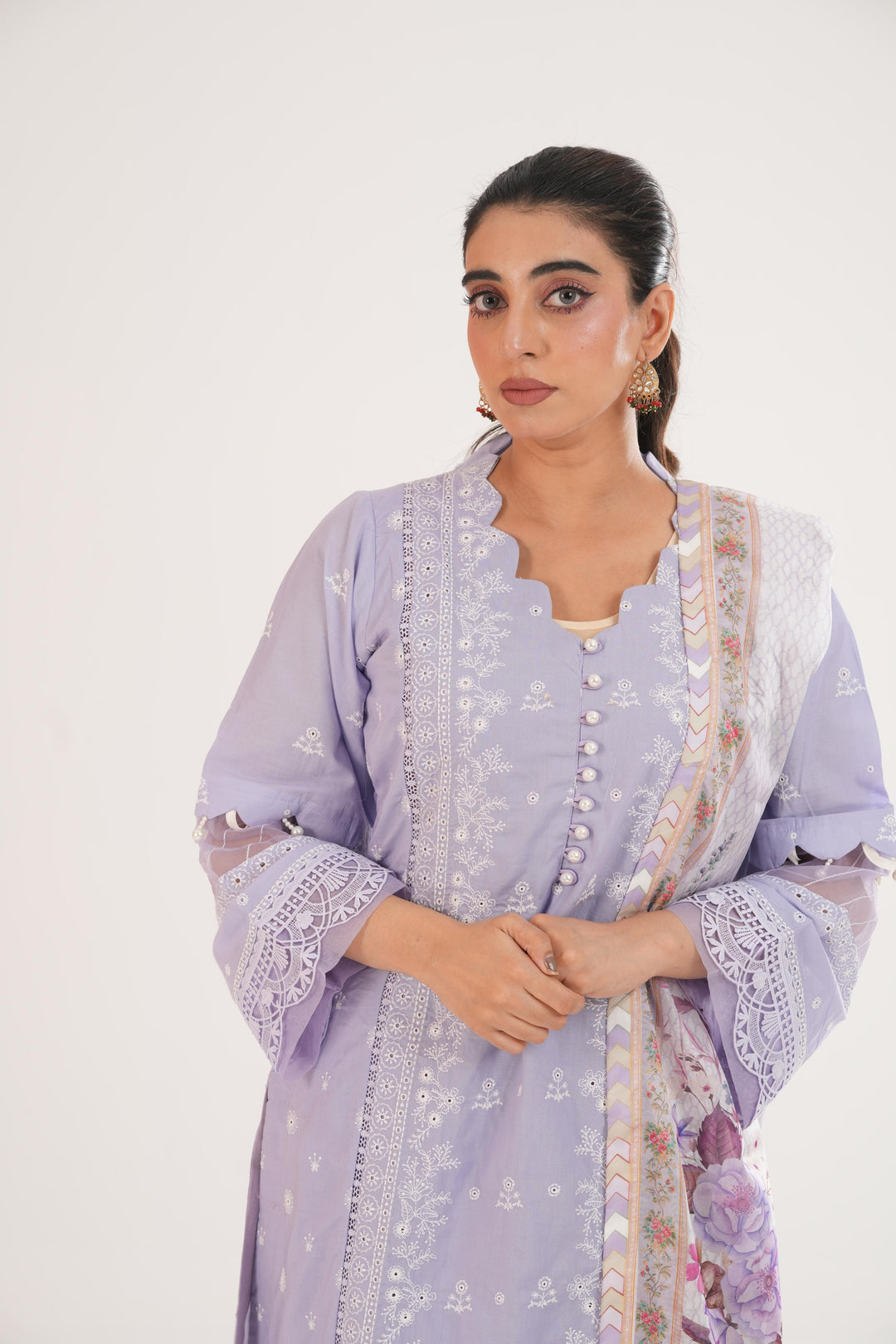 Embroidered Lawn Lilac Stitched Suit - Zellbury