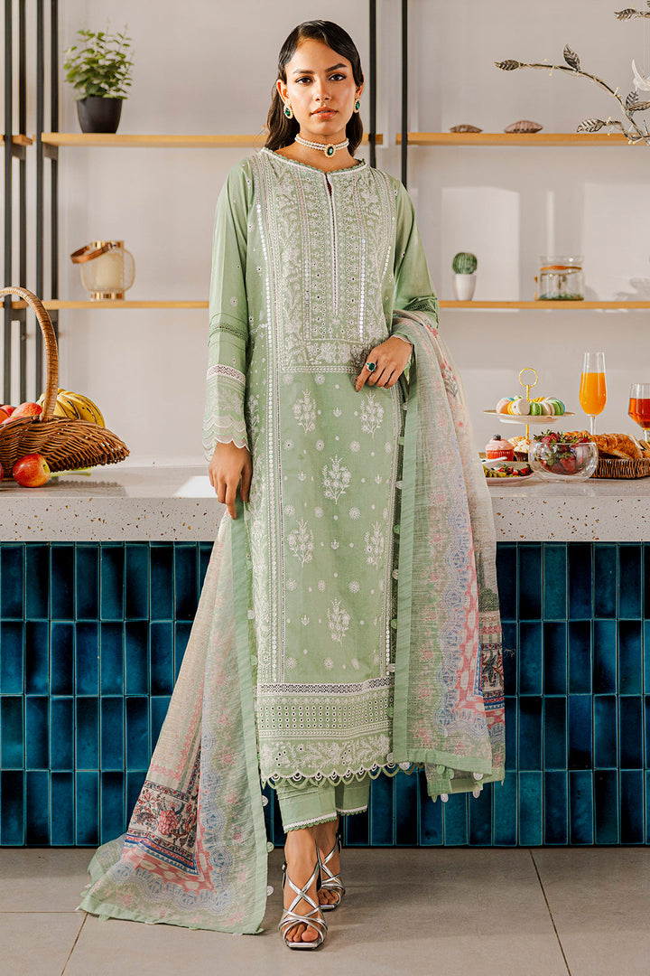 Embroidered Lawn Green Stitched Suit - Zellbury