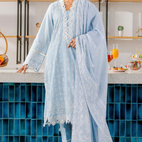 Embroidered Lawn Grey Stitched Suit - Zellbury