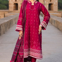 Embroidered Lawn Hot Pink Stitched Suit - Zellbury