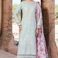 Embroidered Lawn Mint Stitched Suit - Zellbury