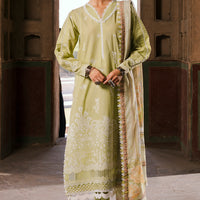 Embroidered Lawn Green Stitched Suit - Zellbury