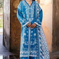 Embroidered Lawn Blue Stitched Suit - Zellbury
