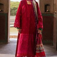 Embroidered Lawn Red Stitched Suit - Zellbury