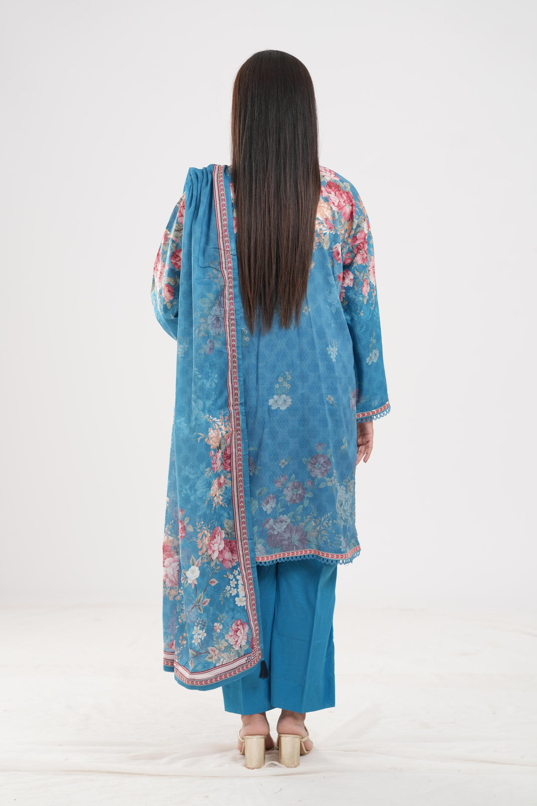 Lawn Blue Stitched Suit - Zellbury