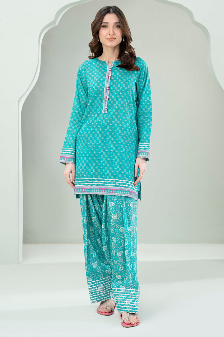Lawn Cyan Stitched Suit - Zellbury
