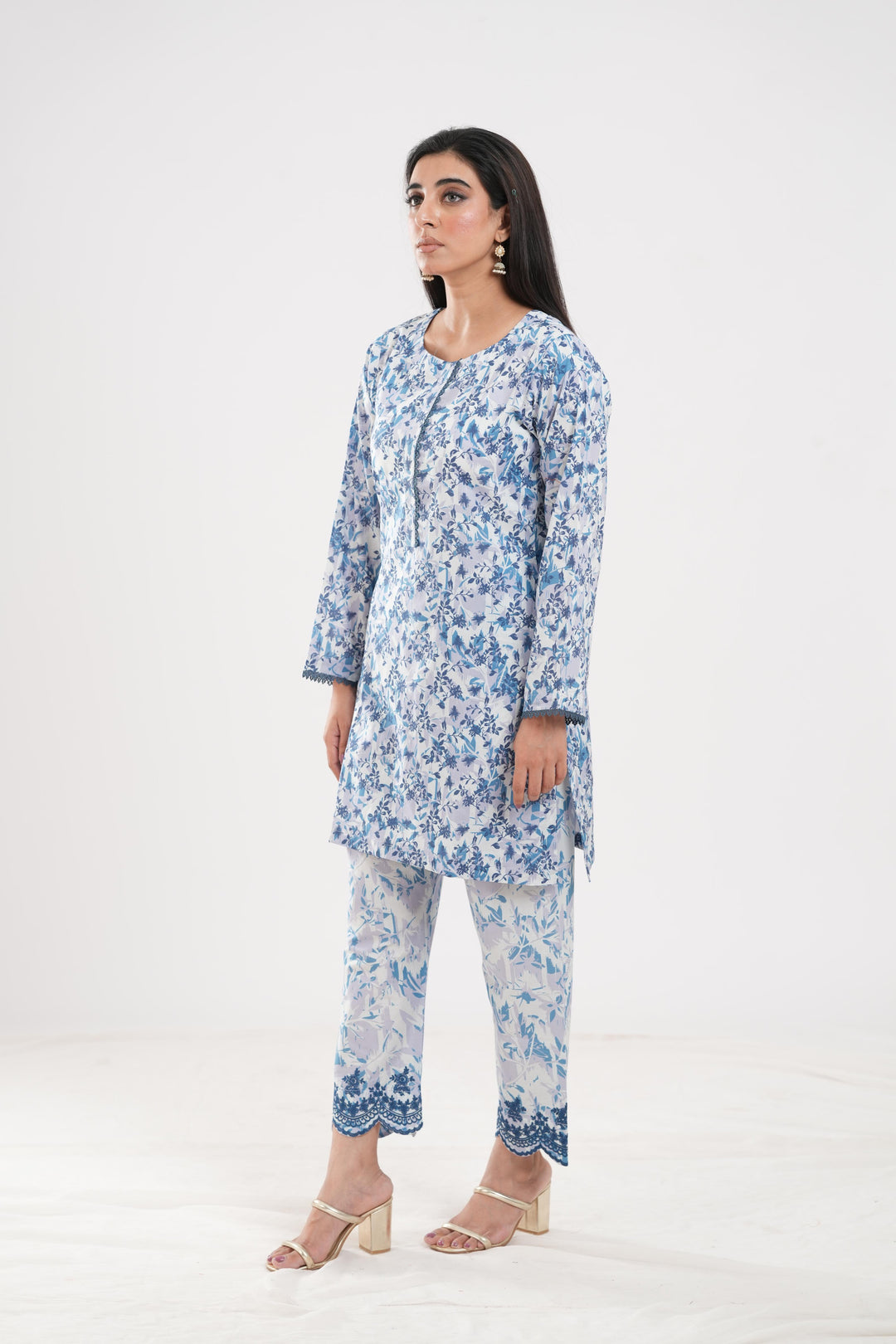 Lawn White Stitched Suit - Zellbury