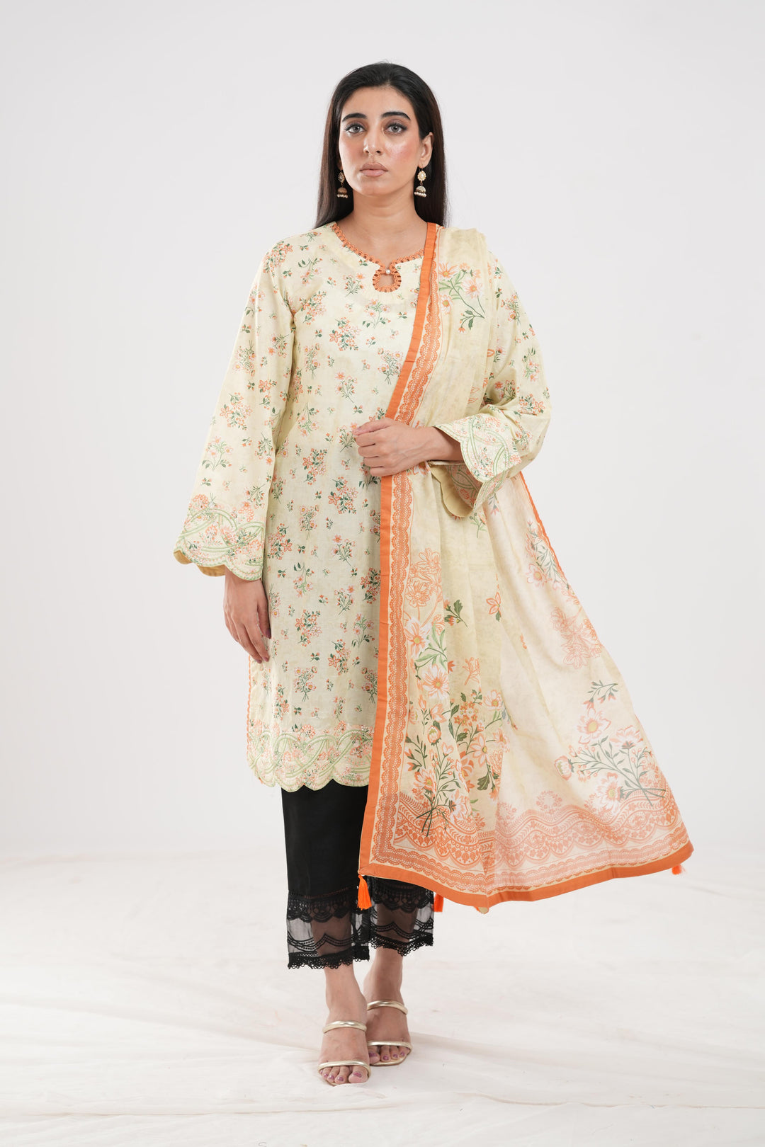 Lawn Light Yellow Stitched Suit - Zellbury