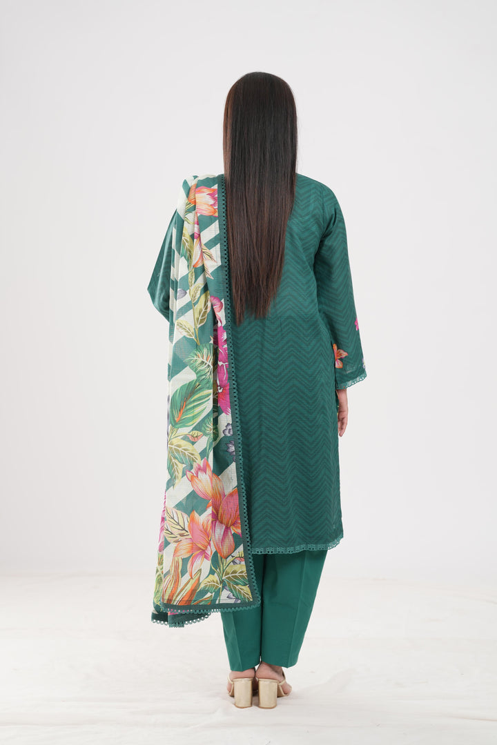 Lawn Green Stitched Suit - Zellbury
