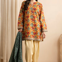 Lawn Rust Stitched Suit - Zellbury