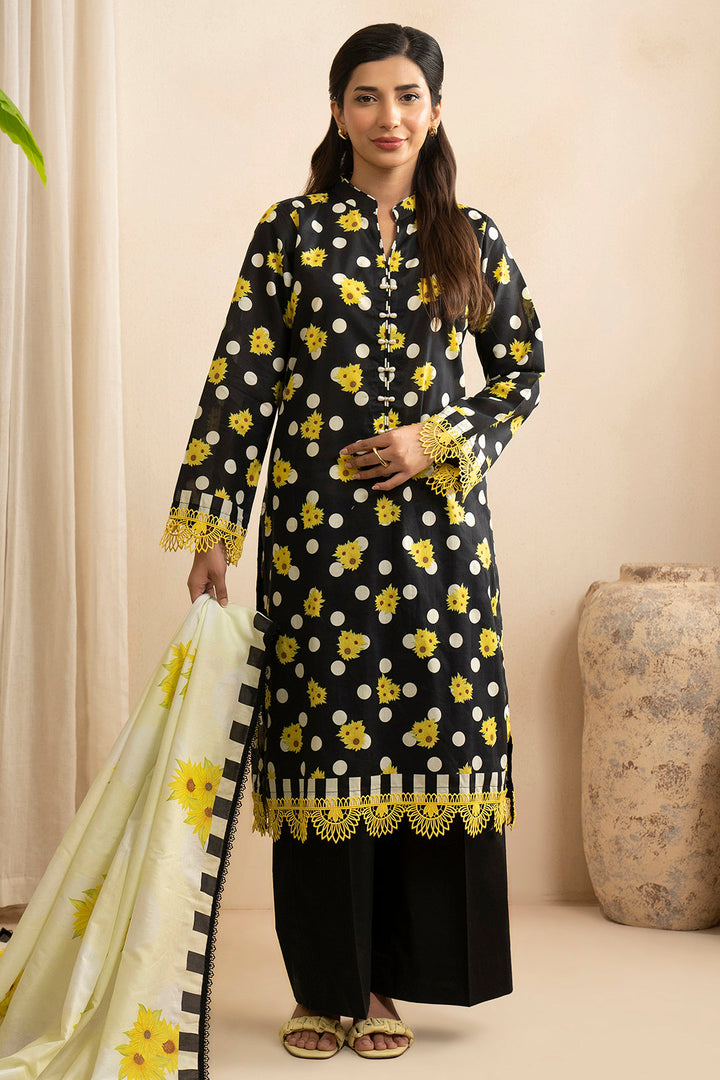 Lawn Black Stitched Suit - Zellbury