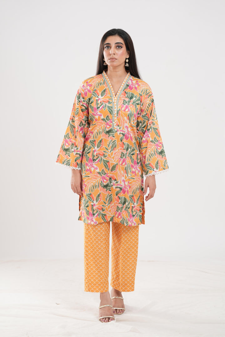 Lawn Yellow Stitched Suit - Zellbury