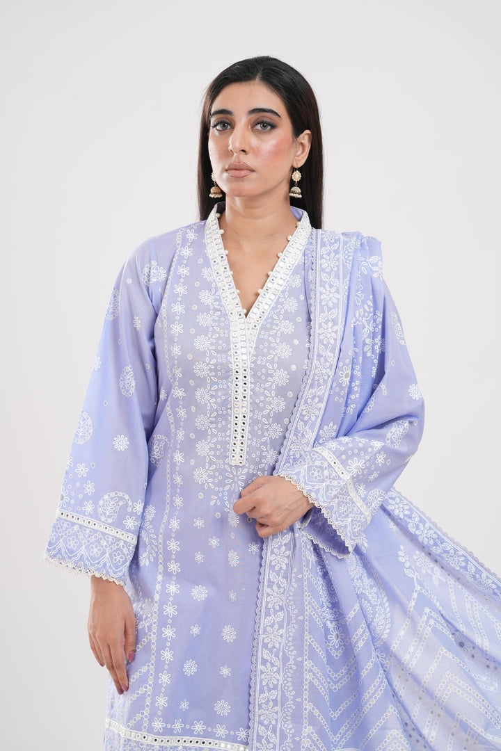 Lawn Lilac Stitched Suit - Zellbury