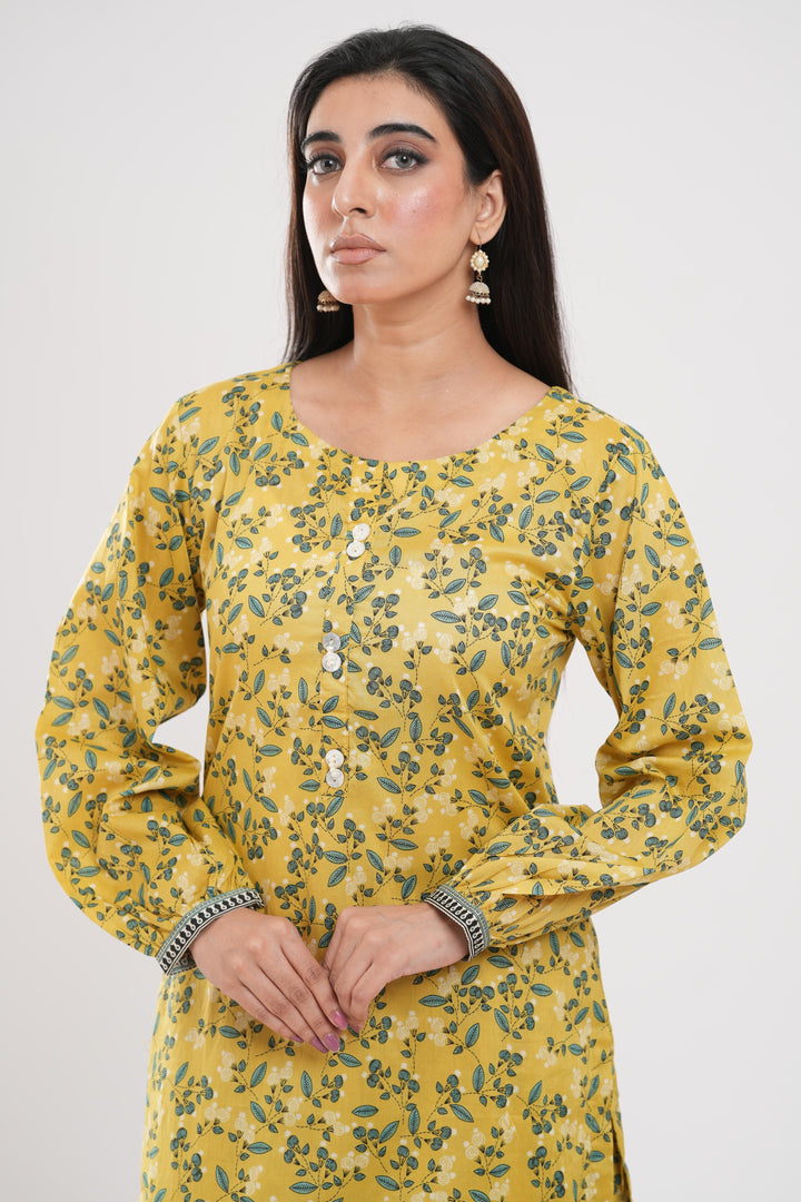 Lawn Yellow Stitched Suit - Zellbury