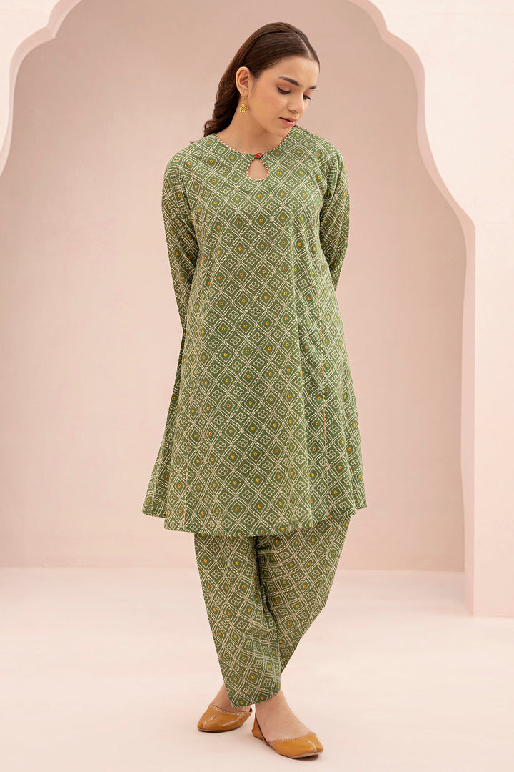 Lawn Green Stitched Suit - Zellbury