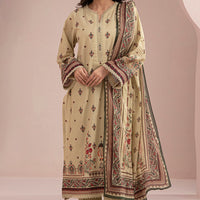 Lawn Beige Stitched Suit - Zellbury