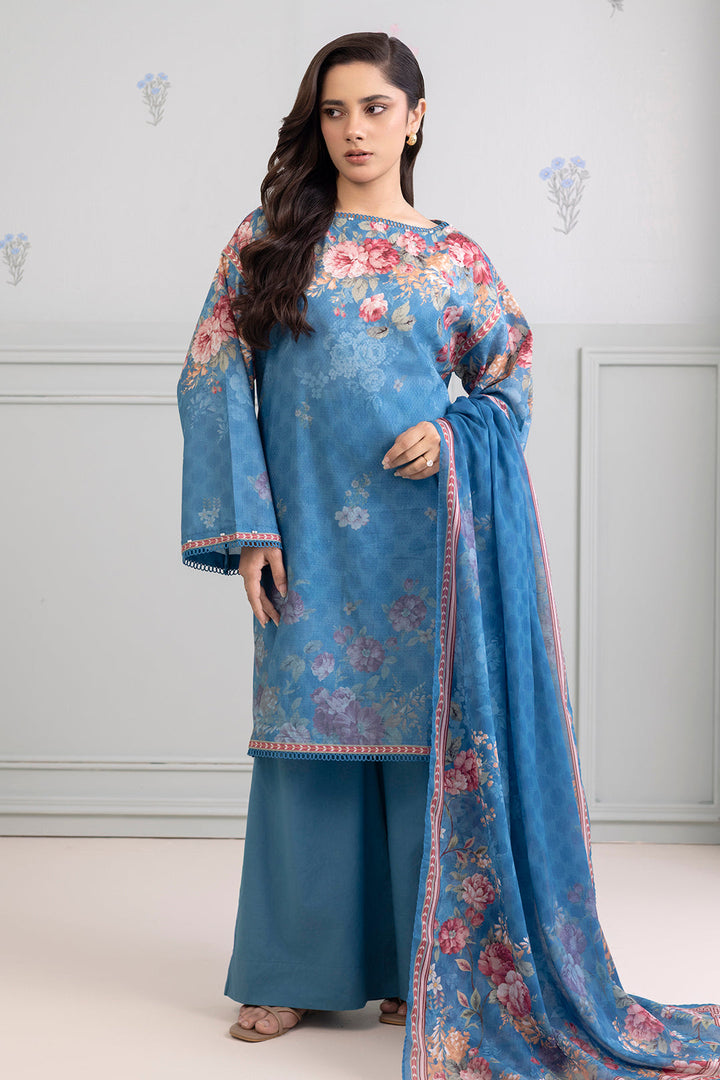Lawn Blue Stitched Suit - Zellbury