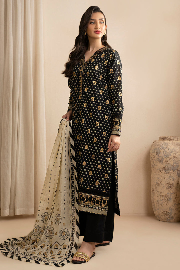 Lawn Black Stitched Suit - Zellbury