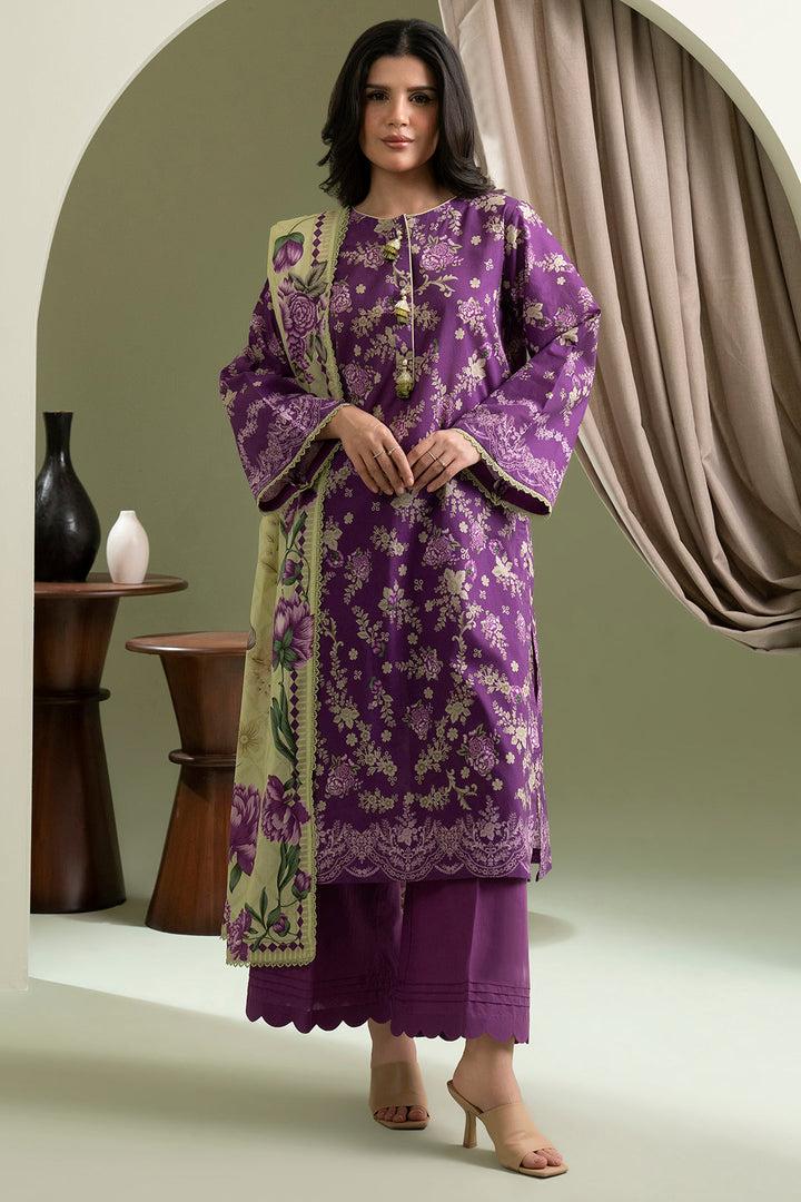 Lawn Purple Stitched Suit - Zellbury
