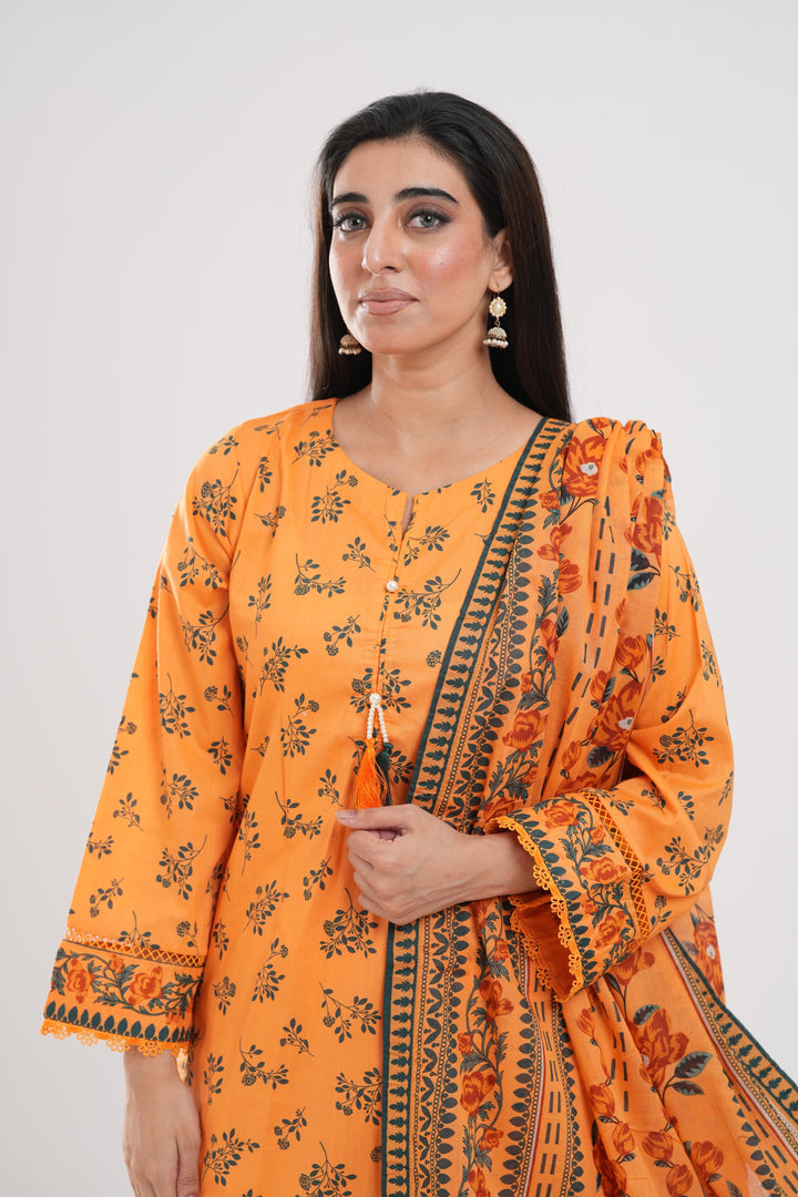 Lawn Yellow Stitched Suit - Zellbury