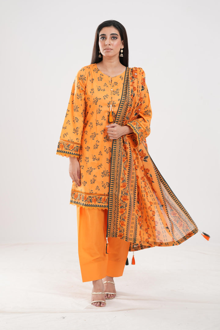 Lawn Yellow Stitched Suit - Zellbury
