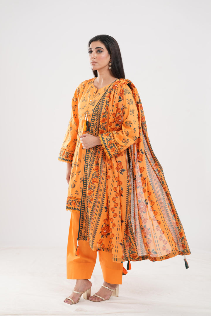 Lawn Yellow Stitched Suit - Zellbury