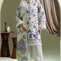 Lawn White Stitched Suit - Zellbury