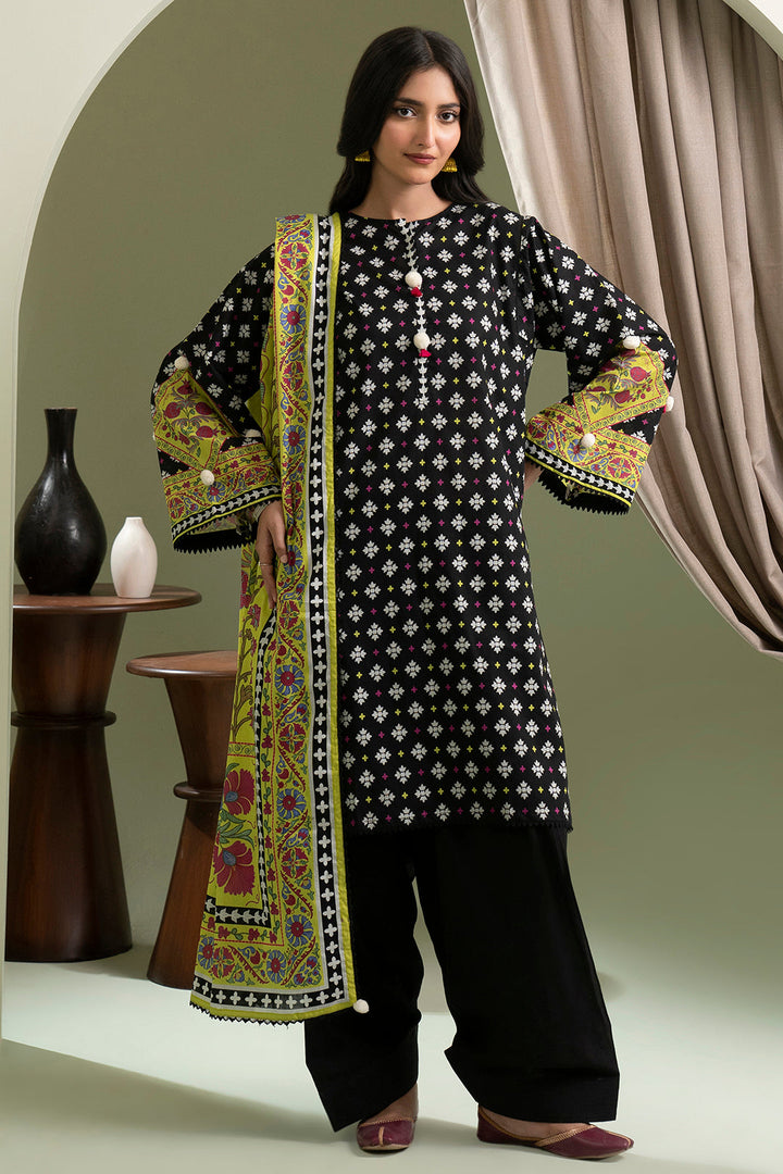Lawn Black Stitched Suit - Zellbury