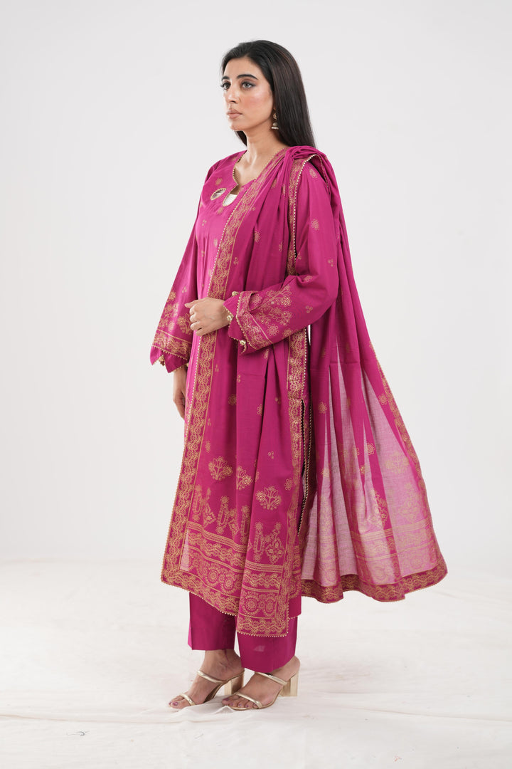 Lawn Pink Stitched Suit - Zellbury