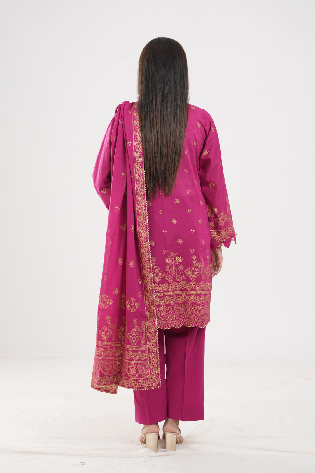 Lawn Pink Stitched Suit - Zellbury